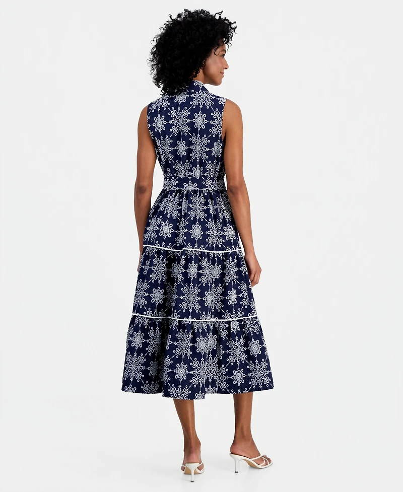 Robbie Bee Women's Printed Collared Neck Midi Dress