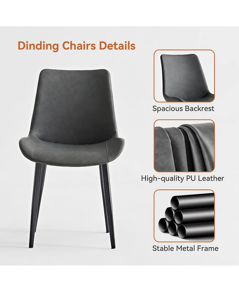 Boyel Living Pu Leather Dining Chairs Set of 2, Dining Chair with Iron Legs