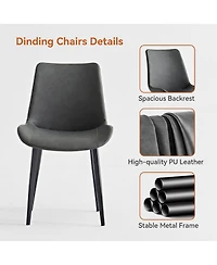 Boyel Living Pu Leather Dining Chairs Set of 2, Dining Chair with Iron Legs