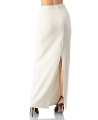 Ivonne Women's Long Ribbed Pencil Skirt with Back Zipper
