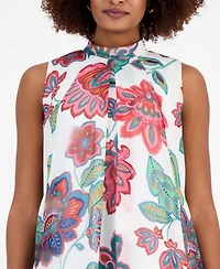 Robbie Bee Women's Printed Mock-Neck Sleeveless Shift Dress