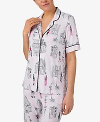 Dkny Women's Short-Sleeve Notch Top and Pull-On Pants, 2-Piece Set