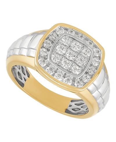Grown With Love Lab Grown Diamond Cluster Ring (1 ct. t.w.) in 14k Yellow Gold Plated Sterling Silver with Rhodium