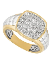 Grown With Love Lab Grown Diamond Cluster Ring (1 ct. t.w.) in 14k Yellow Gold Plated Sterling Silver with Rhodium