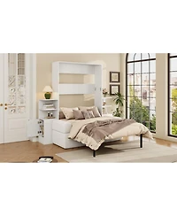 Streamdale Furniture Queen Size Wall Murphy Bed with Sofa and Storage Cabinets