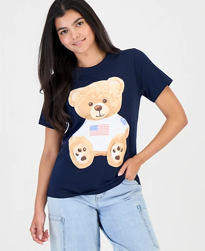 Grayson Threads, The Label Juniors' Teddy Usa Flag Bear Graphic T-Shirt