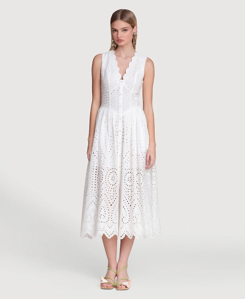 Avec Les Filles Women's V-Neck Sleeveless Midi Dress