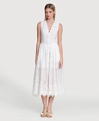 Avec Les Filles Women's V-Neck Sleeveless Midi Dress