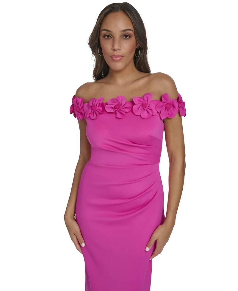 Eliza J Women's Off-The-Shoulder 3D Floral Midi Dress