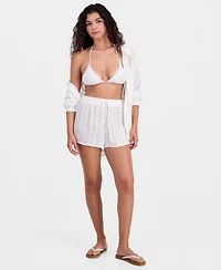 Miken Women's Lemon Embroidered Pull-On Swim Cover Up Shorts, Macy's Exclusive