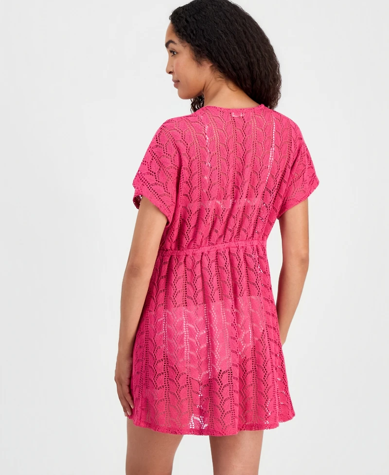 Miken Women's Crochet Tassel Short-Sleeve Swim Cover Up Kimono, Macy's Exclusive