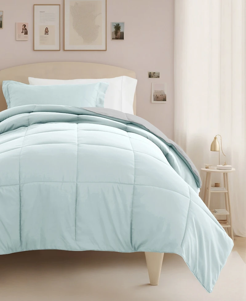 ienjoy Home Solid Reversible Dorm 8-Piece Comforter Set, Twin Xl