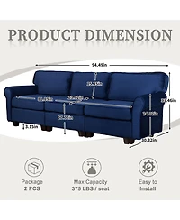 Streamdale 3-Seater Corduroy Sofa Couch with Deep Seats & Armrests