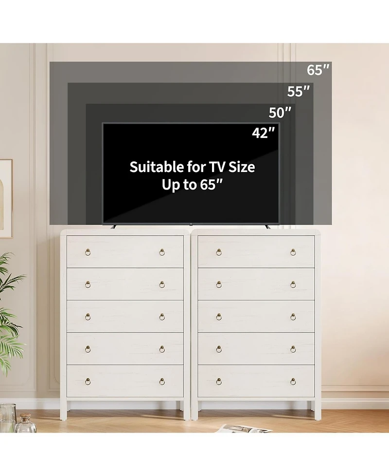 gaomon Modern 5 Drawer Tall Dresser for Bedroom, Large Clothes Storage Cabinet