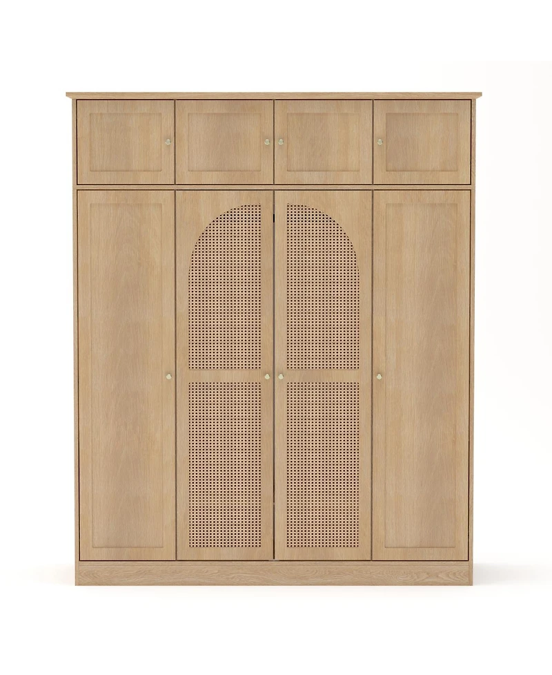 Streamdale Furniture 8-Door Rattan Wardrobe with Flexible Storage