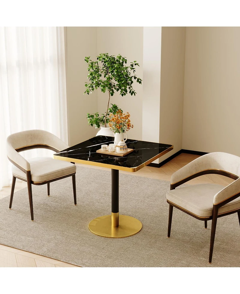 Streamdale Furniture Square Modern Dining Table 31.5" Bistro Tulip Table Faux Marble Top, Metal Frame