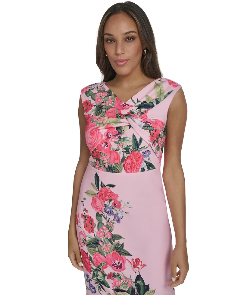 Eliza J Petite Draped Bodice Midi Dress