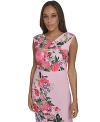 Eliza J Petite Draped Bodice Midi Dress