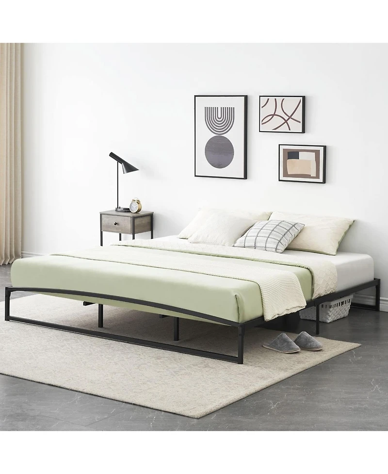 gaomon Low Bed Frame Size, 10 Inch Heavy Duty Metal Platform Bed Frame Low Profile, Mattress Foundation, No Box Spring Needed, Noise-Free
