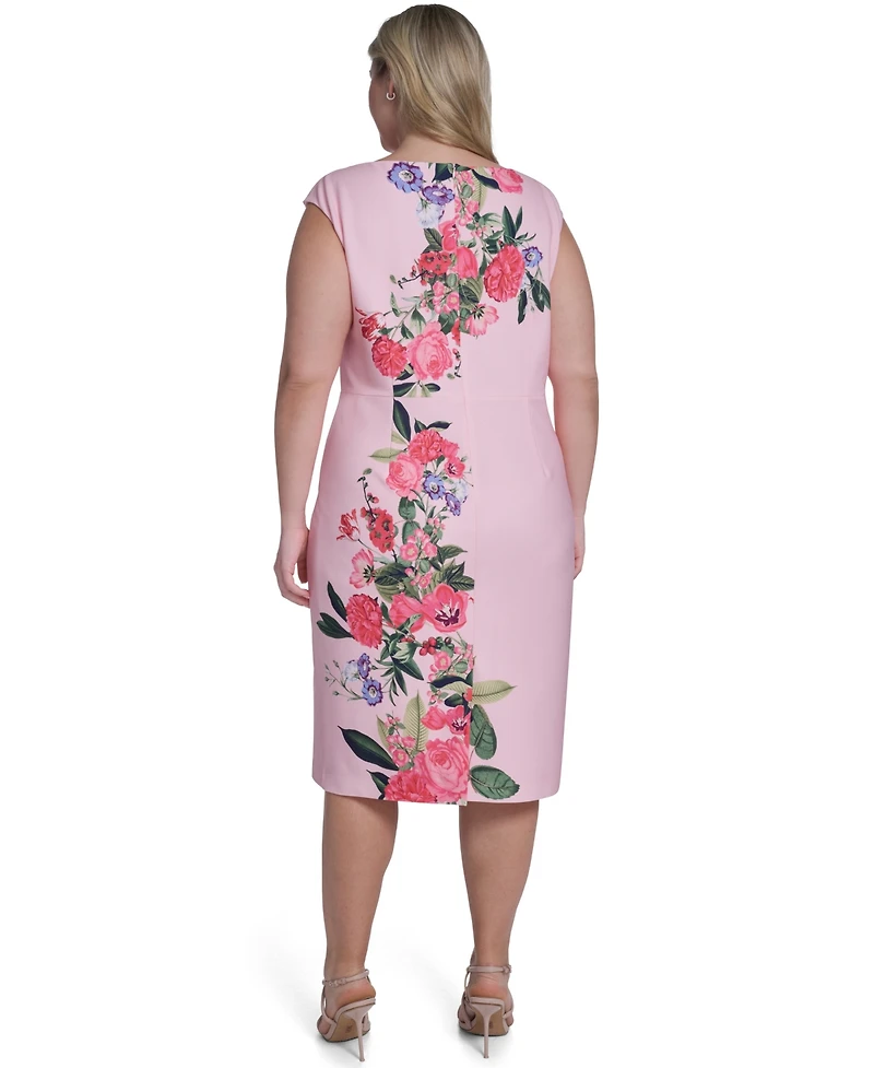 Eliza J Plus Floral Print Sheath Midi Dress