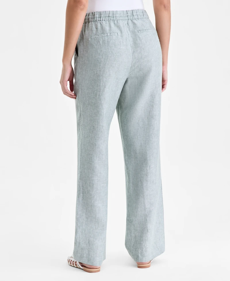 Charter Club Women's 100% Linen Drawstring Pants, Created for Macy's