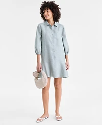 Charter Club Women's 100% Linen Flounce Shirtdress, Created for Macy's