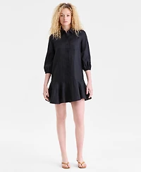 Charter Club Women's 100% Linen Flounce Shirtdress, Created for Macy's
