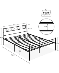 gaomon Metal Bed Frame for Girls/Boys, Size Platform Bed Frame with Iron-Art Sweet Heart, Under Bed Storage