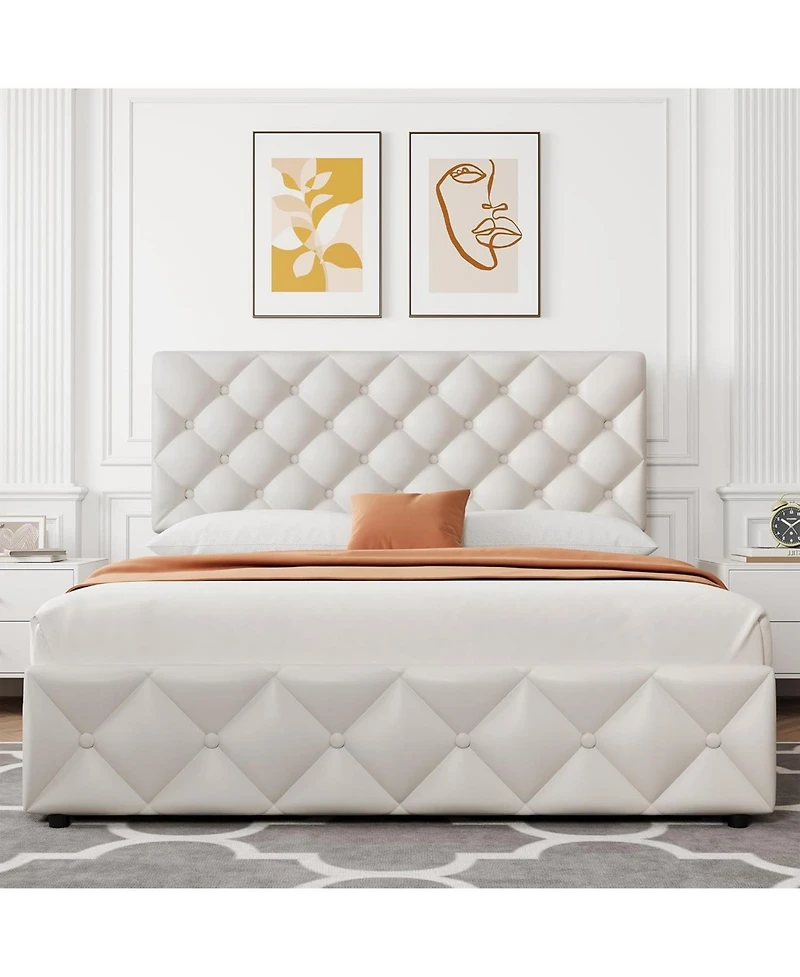 Gaomon Bed Frame with 4 Storage Drawers and Adjustable Headboard