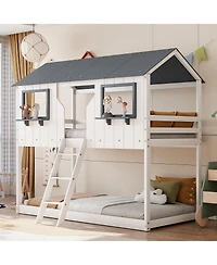 Streamdale Furniture Streamdale Wood Bunk Bed with Roof & Ladder
