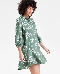 Charter Club Women's 100% Linen Flounce Shirtdress, Created for Macy's