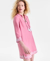 Charter Club Women's 100% Linen Embroidered Dress, Macy's Exclusive