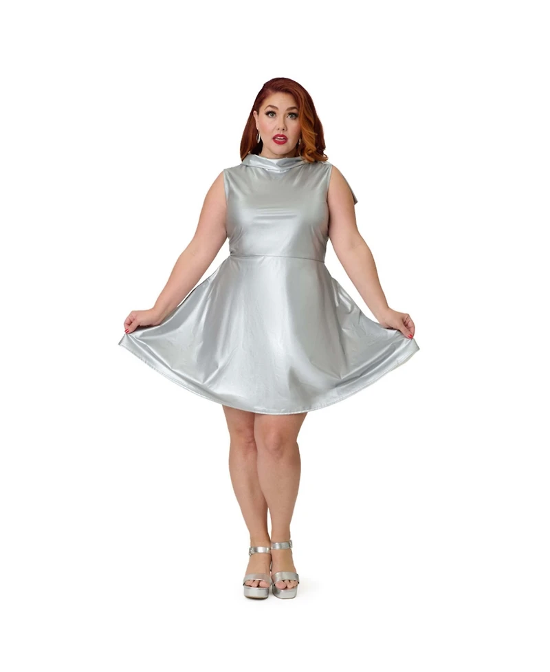 Smak Parlour Plus Knit Mock Neck A-Line Mini Dress