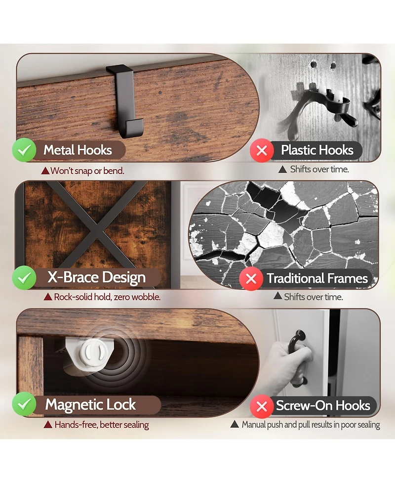 Rainsken Hall Tree with Bench and Shoe Storage, Industrial Style Coat Rack with 6 Hooks, Wood Look for Entryway, Hallway and Living Room