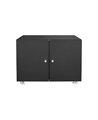Rainsken File Cabinet on Wheels, Mobile Metal Printer Stand with 2 Doors and Adjustable Shelf for Home Office