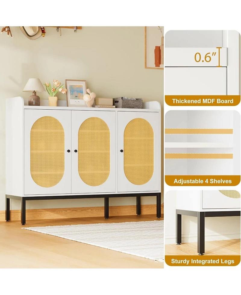 gaomon Rattan 3-Door Shoe Cabinet