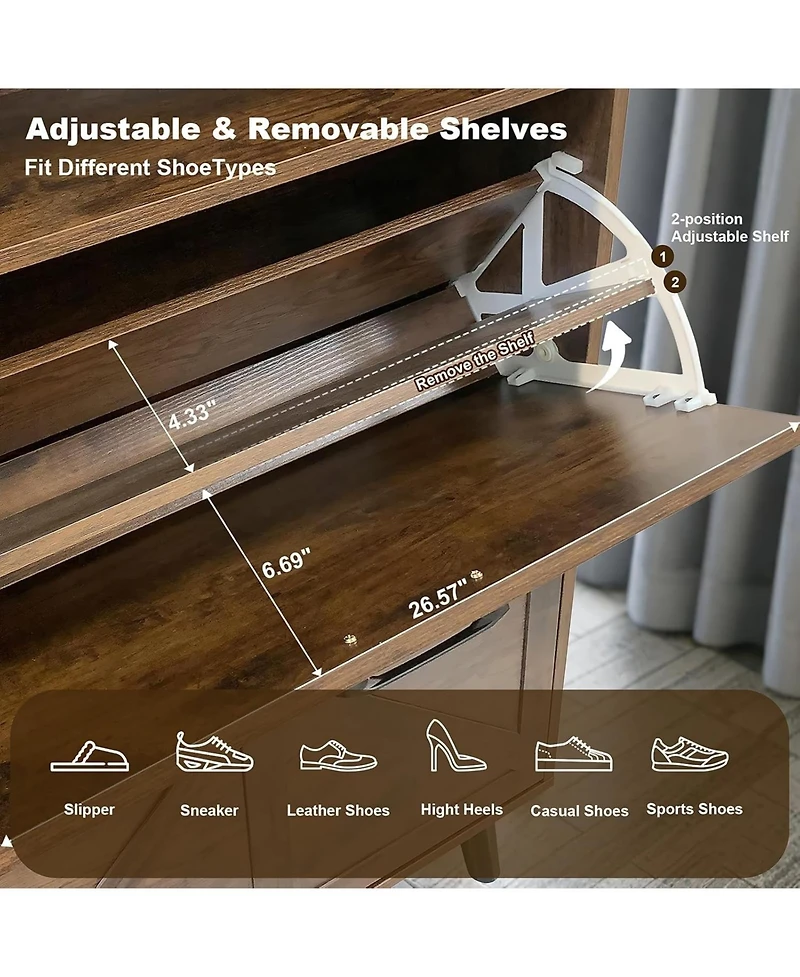 gaomon Farmhouse Slim Entryway Shoe Cabinet