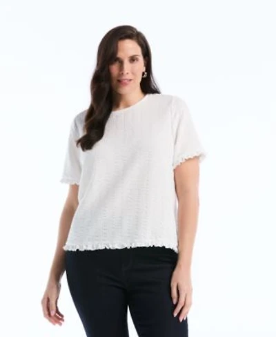 Rafaella Petite Puckered Ruffle Short-Sleeve Top