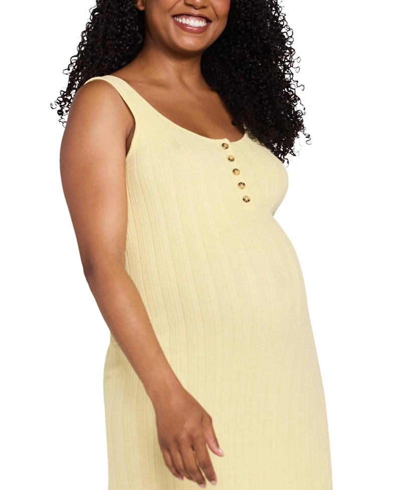 Motherhood Maternity Sleeveless Nursing Henley Midi Dress