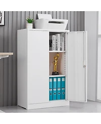 Rainsken Metal Storage Cabinet, Folding Filing Storage Cabinet with Locking Doors and Adjustable Shelf for Home Office, School
