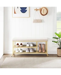 gaomon 2-Tier Metal Mesh Shoe Rack Bench