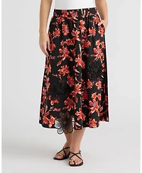 Nvlt Women's Floral Applique Midi Skirt