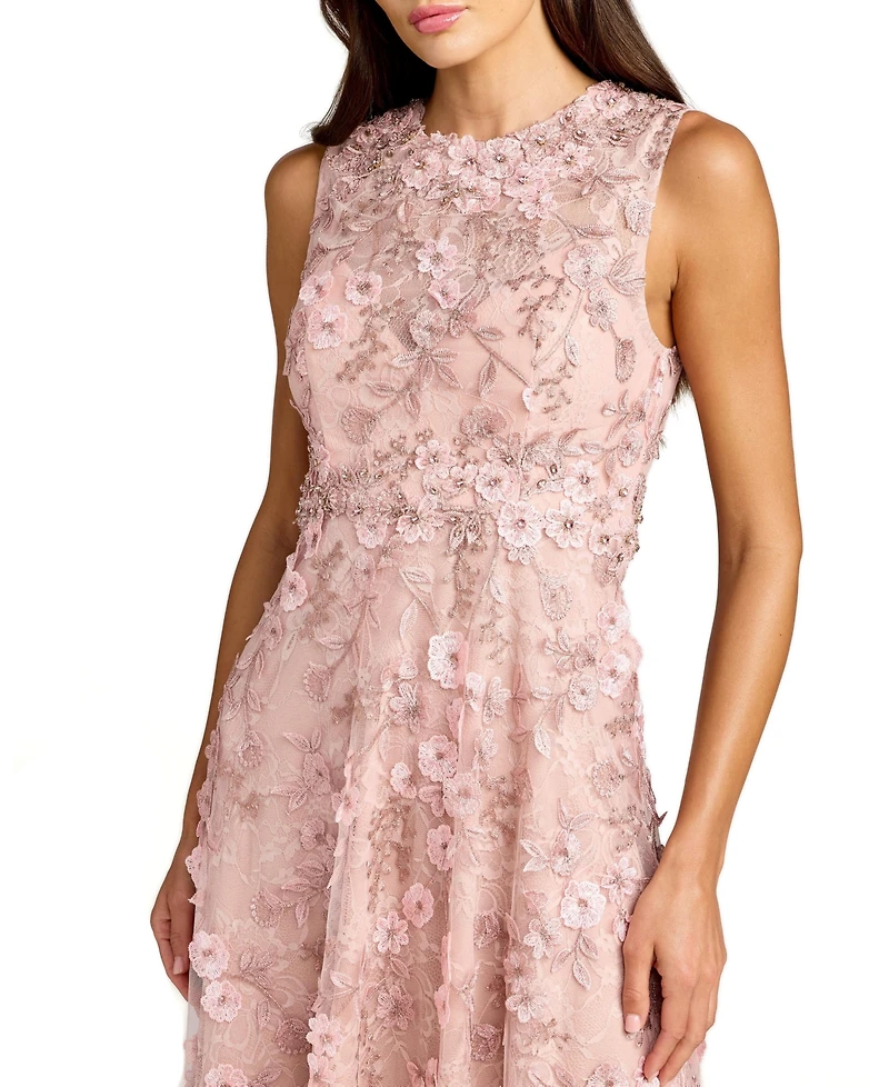 Mac Duggal Women's Floral Embroidered High Neck Midi Dress
