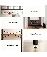 Yigii 5-Tier Corner Microwave Stand with Storage, Hooks, and Power Outlet