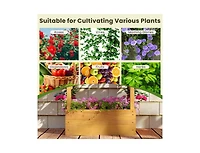 Slickblue Raised Wooden Planter Bed with Trellis and Overhead Roof