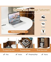 Mecale Front Reception Desk with Open Shelf and Drawer