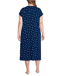 Lands' End Plus Cooling Cap Sleeve Midi Nightgown