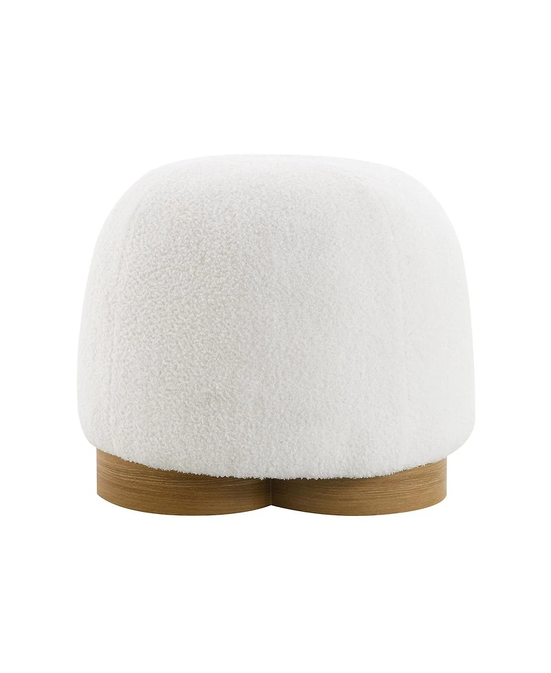 Streamdale Furniture Streamdale White Fully Assembled Round Soft Teddy Fabric Upholstered Ottoman Footstool