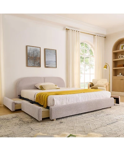 Streamdale Furniture 82 inches Queen Size Upholstered Bed Frame