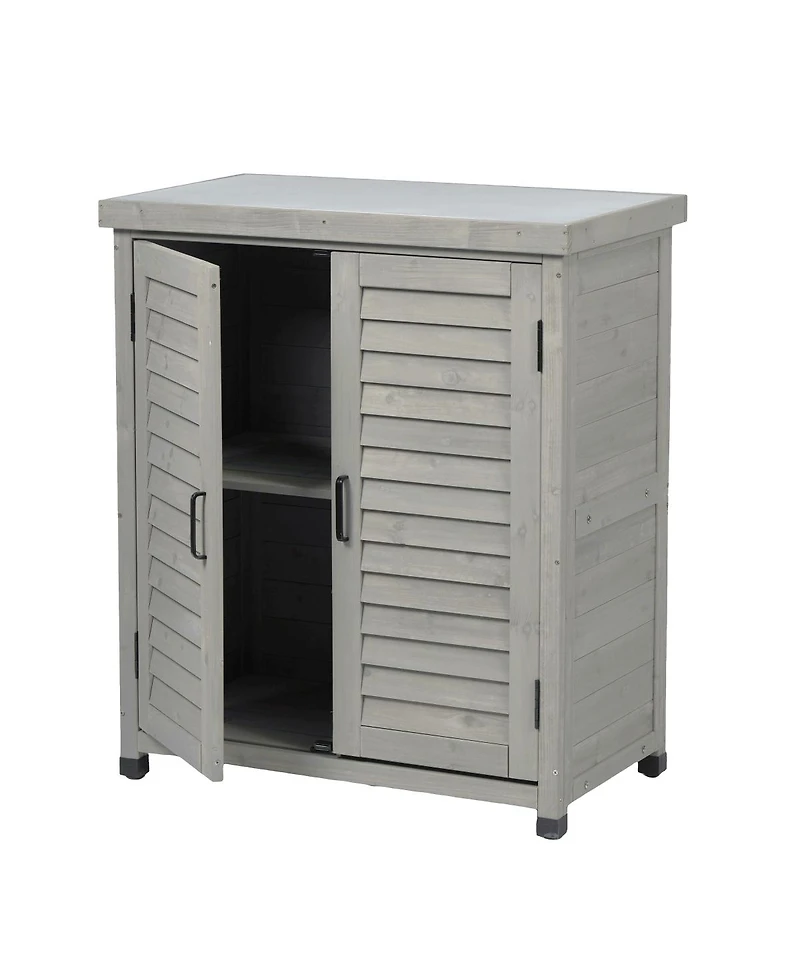 Streamdale Furniture Potting Bench with Storage Cabinet and Metal Table Top